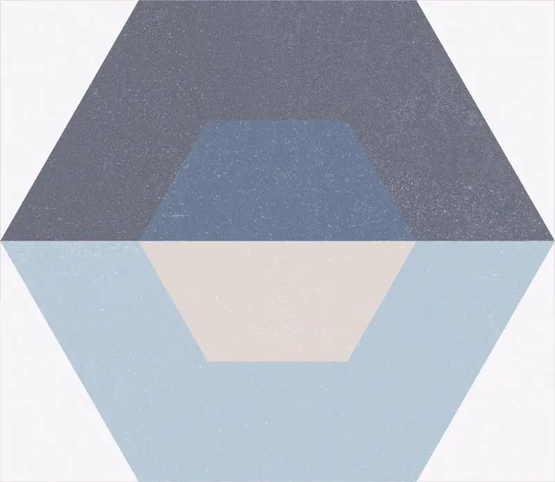 Scatola Porcellana Rettificata Esagonale 25x29 Cubo Blu 17 Pezzi 0,93m2 Apavisa Weekendaanbieding