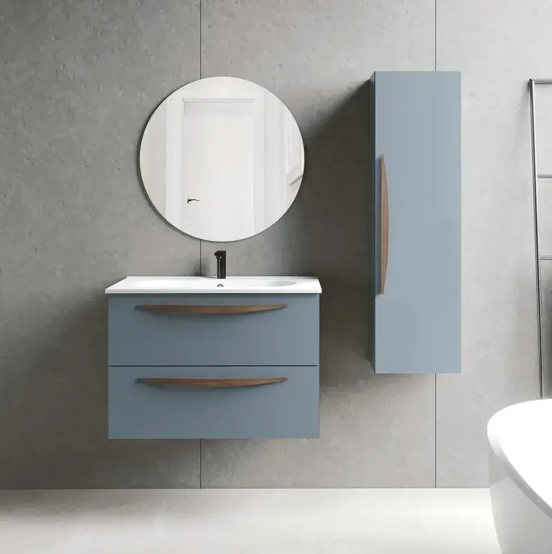 Populair Mobile e lavabo Arco Avió con maniglia nera 2 cassetti sospesi Visobath