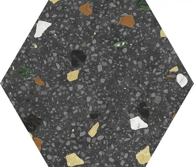 Gres Porcellanato Esagonale Tritato Nero 23x27 0,75m2 Keros Koop Vandaag