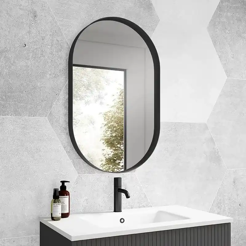 Korting Specchio Loira nero con luce 50x80 cm Visobath
