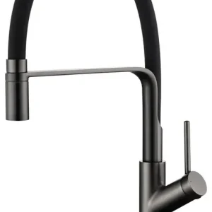 Favoriet Rubinetto lavabo Sena nero + Black Gun Metal con bocca girevole flessibile Ref. GCE022/OC Imex