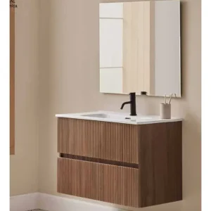 Direct Beschikbaar Mobile Etna 2 cassetti con piano in ceramica Noce Sanchis