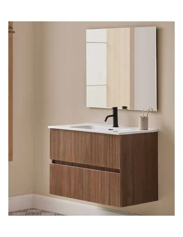 Direct Beschikbaar Mobile Etna 2 cassetti con piano in ceramica Noce Sanchis