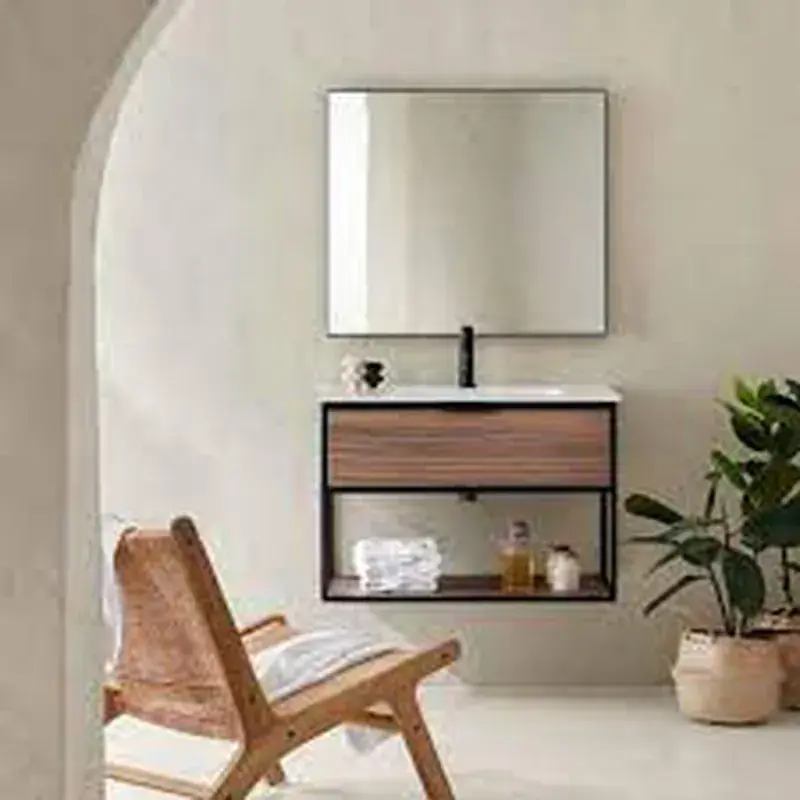 Koop Vandaag Struttura 6M03 mobile con lavabo in ceramica Noce Sanchis
