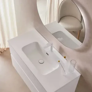 Simpatico mobile a 2 cassetti con lavabo in ceramica bianco seta Sanchis Betaalbaar