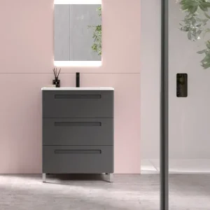 Hoge Kwaliteit Set Paris 3 cassetti colore 51 con gambe e lavabo in ceramica più due Avila