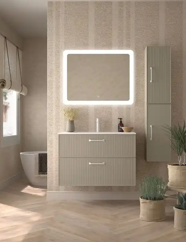 Weekendaanbieding Mobili Blanca colore 54 Frontali Striati Linea Asa Blanca con lavabo in ceramica Avila air due