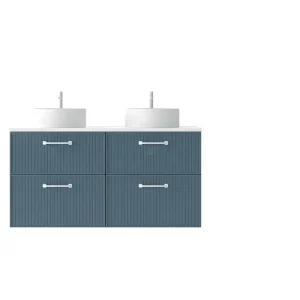 Mobili Bianco colore 52 Frontali Rigati Maniglia White line con k-top bianco e lavabo da appoggio bianco lucido Avila two Beperkt Aanbod