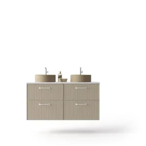 Mobili Bianco colore 54 Frontali Rigati linea Asa con k-top bianco e lavabo da appoggio colore 54 opaco Avila two Tijdelijk Beschikbaar