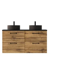 Mobili Blanca colore 56 Frontali Striati Asa line nero con top K-black e lavabo da appoggio nero Avila two Finale Uitverkoop