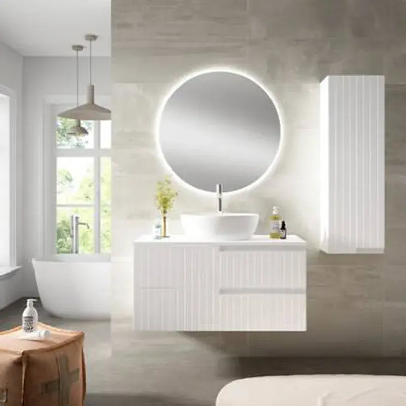 Hoge Kwaliteit Mobile Cecilia 2 cassetti con coperchio e lavabo da appoggio in bianco opaco Eduardo Paredes