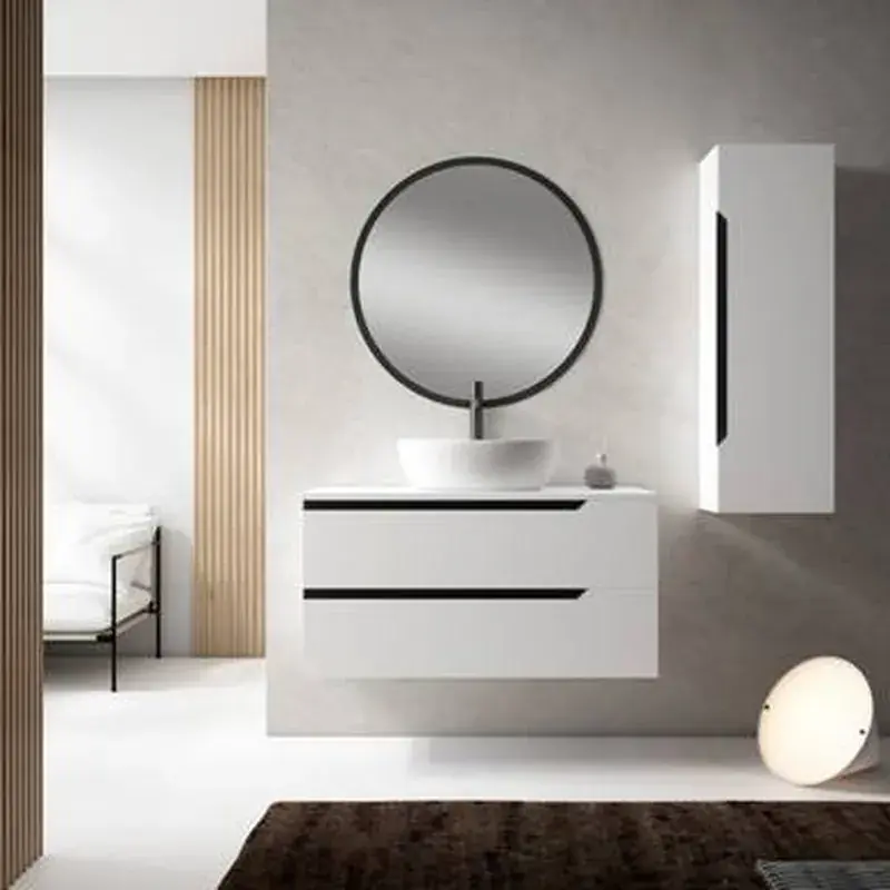 Bestseller Mobili Kira 2 cassetti con coperchio e lavabo da appoggio in bianco Eduardo Paredes