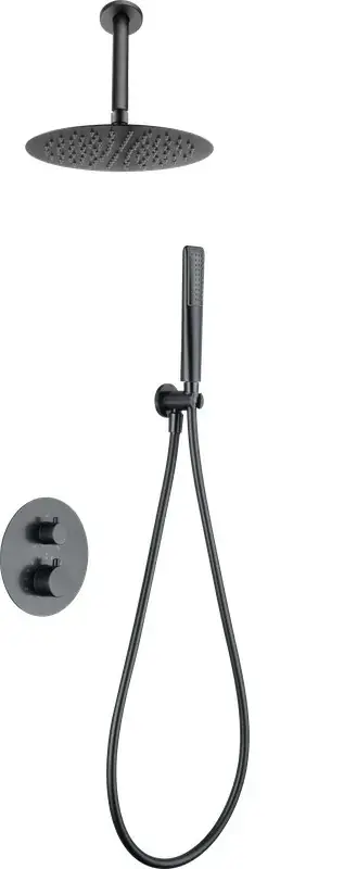Salerno Black gun metal set doccia termostatico incasso GTS060/BGM Imex Snelle Levering