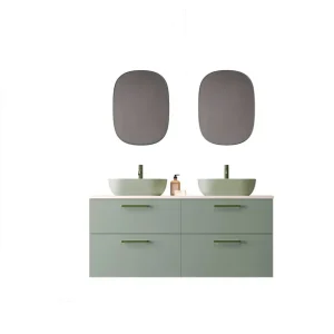 Tijdelijk Beschikbaar Mobiletto Carmen a 2 cassetti colore 55 con lavello ovale da appoggio K-Oliva e maniglia Rigato colore Verde Avilados