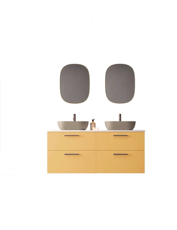 Actieprijs Mobiletto Carmen a 2 cassetti colore 253 con lavello ovale da appoggio K-Café e maniglia Rigato Brown Avilados