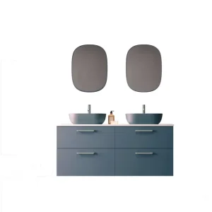 Mobiletto Carmen a 2 cassetti, colore 52, con lavello ovale da appoggio K-Blue, maniglia Rigato, Moss Grey Avilados Koop Vandaag