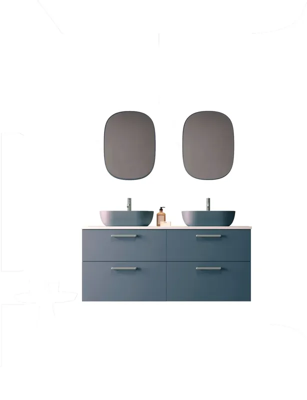 Mobiletto Carmen a 2 cassetti, colore 52, con lavello ovale da appoggio K-Blue, maniglia Rigato, Moss Grey Avilados Koop Vandaag