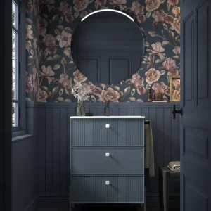 Mobiletto Blanca a 3 cassetti, colore 52, con lavello in ceramica, gambe Lungo nere, Avila due Betrouwbaar