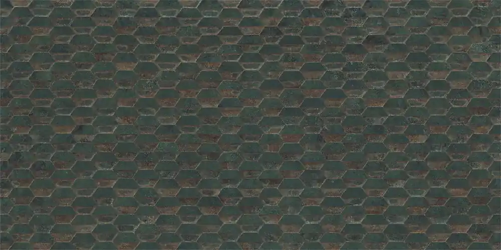 Scatola in porcellana naturale con timbro verde acciaio 59,55x59,55cm 1,49m2 Aparici Snelle Levering