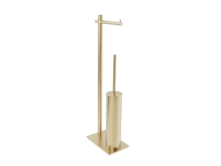 Aanbieding Practic Escobillero Con Portarrollos Oro Cepillado Medimex