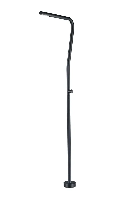 Veilige Betaling ▷ Ducha exterior Nevada negro mate S.316 para piscina con rociador tubular y fijación a suelo