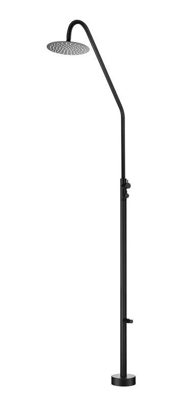 ▷ Ducha exterior Dakota negro mate S.316 para piscina con rociador 25 cm y lavapiés (2 salidas) Seizoensaanbieding