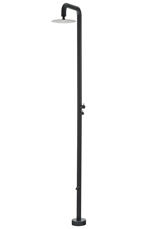 ▷ Ducha de piscina Michigan negro mate S.316 con rociador 25 cm y lavapiés (50 mm) Gratis Retour