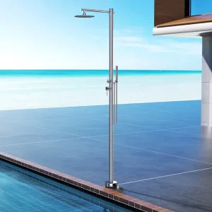 ▷ Ducha de piscina Kansas S.316 con teleducha y rociador 25 cm (cuerpo 5 cm, 222 cm) Finale Uitverkoop