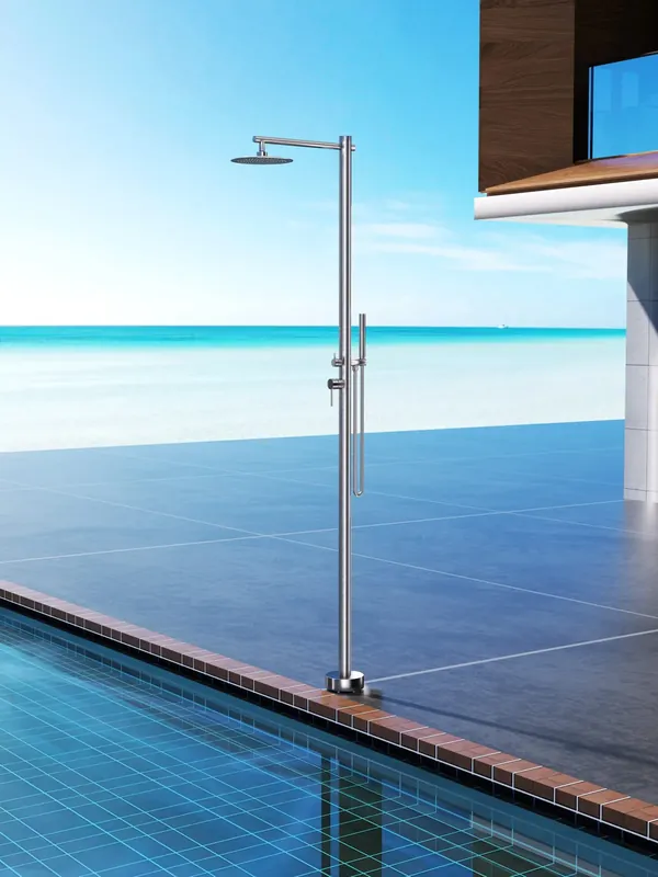 ▷ Ducha de piscina Kansas S.316 con teleducha y rociador 25 cm (cuerpo 5 cm, 222 cm) Finale Uitverkoop