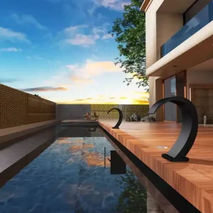 ▷ Cascada de piscina Iguazú 20 cm negro mate S.316 con conexión 1 1/2" y base 230×200 Direct Verzonden