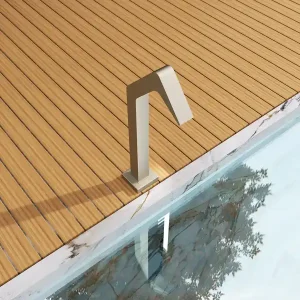 ▷ Cascada piscina Niagara 6 cm moka S.316 con base 120x120 y conexión 1 1/2" Hoge Kwaliteit