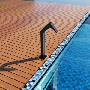 ▷ Cascada piscina Niagara 6 cm negro mate S.316 con base 120x120 y conexión 1 1/2" Actieprijs