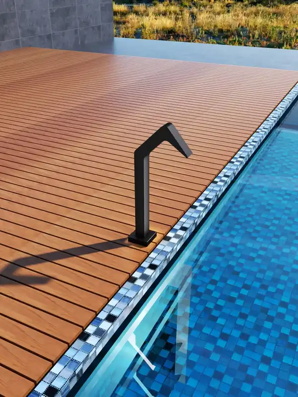 ▷ Cascada piscina Niagara 6 cm negro mate S.316 con base 120x120 y conexión 1 1/2" Actieprijs