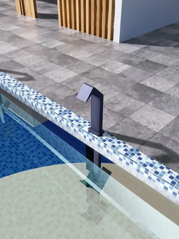 Direct Beschikbaar ▷ Cascada piscina Niagara 15 cm azul océano S.316 con base 150x115 y conexión 1 1/2"