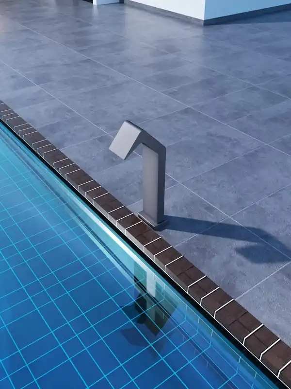 Seizoensaanbieding ▷ Cascada piscina Niagara 15 cm gris cobalto S.316 con base 150x115 y conexión 1 1/2"