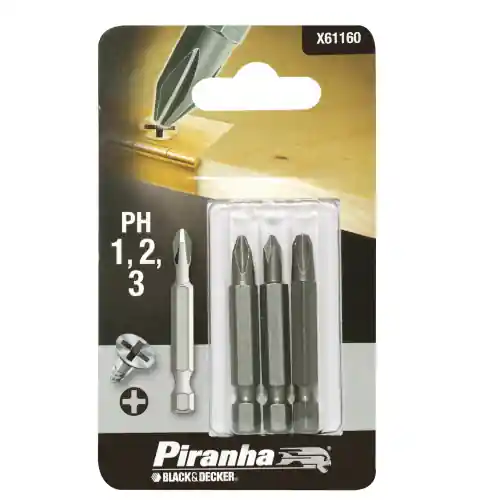 Actieprijs 1 confezione piranha X61160 con 3 inserti 48 mm PH 1-2-3 con arresto a sfera B&D