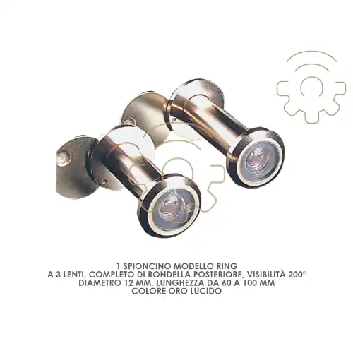1 pz spioncino Ring 3 lenti 200° ø 12 mm lunghezza 60 ÷ 100 mm Merkproduct