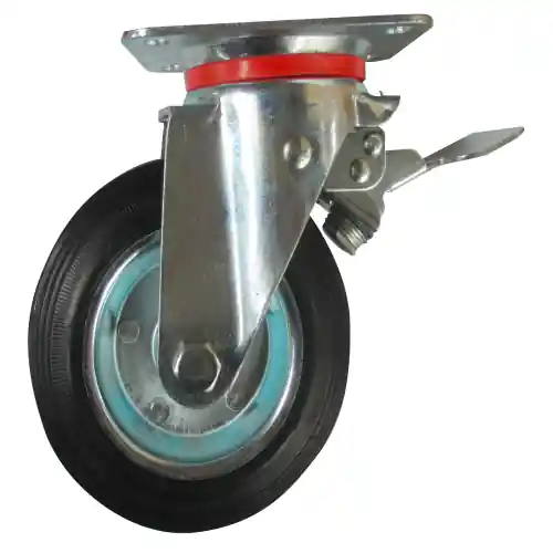 1 ruota industriale girevole in gomma ø85mm con freno portata max 60kg con cuscinetto a rulli Flitsaanbieding