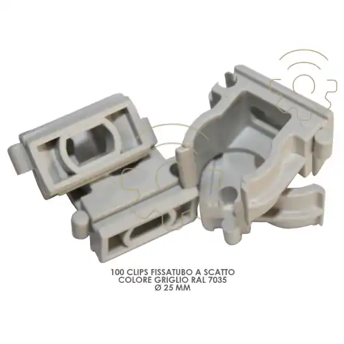 10 clips fissatubo scatto ø 25 mm colore grigio fissaggio su guida o parete Voordeelprijs