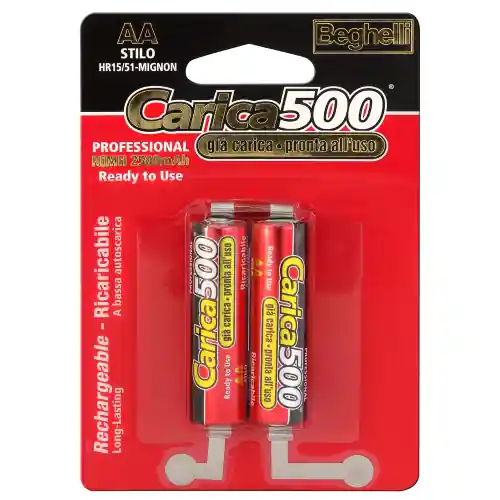 2 pz Beghelli carica 500 Gold batterie pile stilo ricaricabili 1,2V mAh 2500 Shop Nu