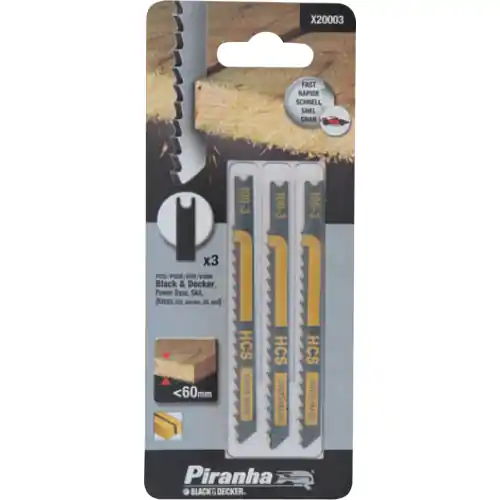 3 lame fresate per legno attacco a baionetta piranha X23043 taglio curvo <60 mm Lage Prijs