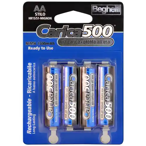Beperkte Voorraad 4 pz Beghelli carica 500 batterie pile stilo ricaricabili mAh 1500 AA 1,2V