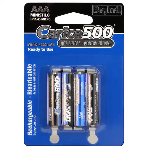 4 pz Beghelli carica 500 batterie pile stilo ricaricabili mAh 800 AAA 1,2V Must-Have