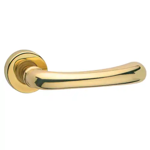 4 pz maniglia ottone oro lucido con rosetta per porta porte blindate mano dx Lage Prijs