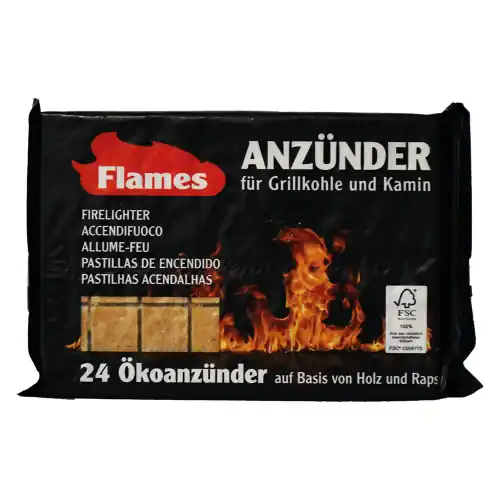 Accendifuoco ecologico Flames confezione da 32 cubetti per accendere il fuoco in camino grill stufe a legna e barbecue Op = Op