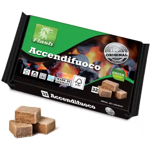 Accendifuoco ecologico Flash 32 cubetti in legno e cera accendigriglie per camini Veilige Betaling