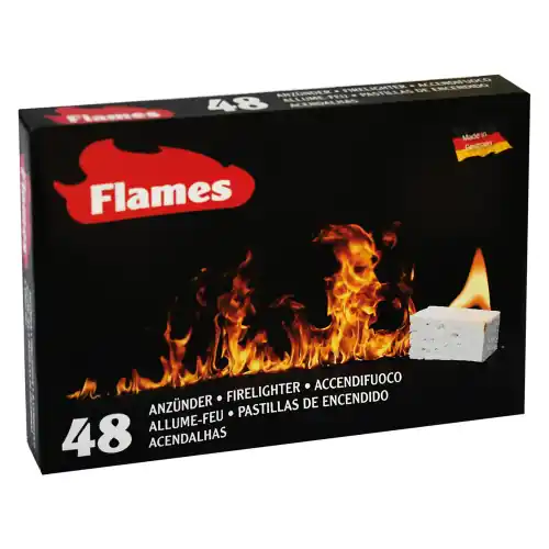 Voordeelprijs Accendifuoco Flames confezione da 48 cubetti per accendere il fuoco in camino grill stufe a legna e barbecue