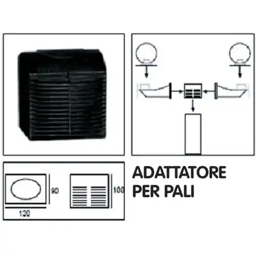 adattatore attacco 2 bracci per palo lampione lampioni in resina antiurto nero Direct Beschikbaar