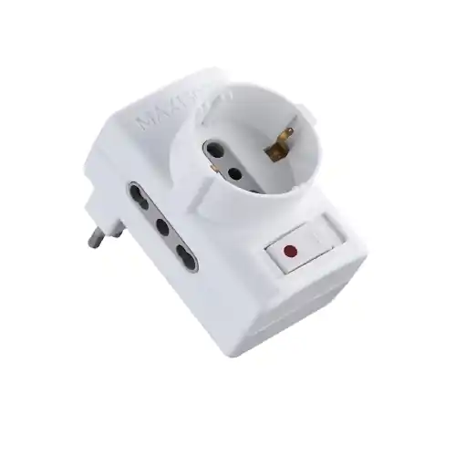 Adattatore spina 10A + 2 prese bipasso 2P+ T e 1 presa schuko permette di connettere spine 16A a prese 10A Veilige Betaling