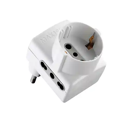 Seizoensaanbieding Adattatore spina triplo 70066 salvaspazio presa 2x2P + T 16A bipasso schuko. 1X2P + T schuko